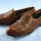 EDDIE BAUER ITALY BROWN WOVEN LEATHER LOAFERS 7 M