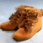 CLAUDINE SALAMANDER BROWN FUR CUFF ANKLE BOOTS 6 M MINT