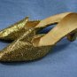VINTAGE 1940'S GOLD TINSEL MULES SHOES ITALY 8 M NOS