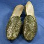 VINTAGE 1940'S GOLD TINSEL MULES SHOES ITALY 8 M NOS