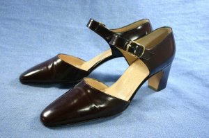 SILVIA FIORENTINA BRN LEATHER ANKLE STRAP PUMP 5.5 $495