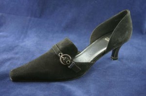 STUART WEITZMAN BLK SUEDE D'ORSAY PUMPS 8 AA WORN ONCE