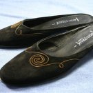 AQUATALIA MARVIN K. BLACK SUEDE MULES FLAT 7 M NEW $195