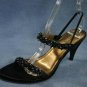 BISOU BISOU BLACK BEADED STRAPPY SANDALS 6.5 M NEW