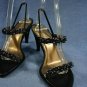BISOU BISOU BLACK BEADED STRAPPY SANDALS 6.5 M NEW