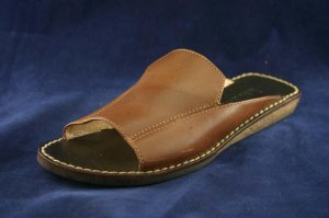 RALPH LAUREN WOMENS BRN LEATHER SLIDE SANDALS 6 B EUC