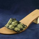 THE SAK WOMENS GREEN & BLK LEATHER SLIDE SANDALS 8 M