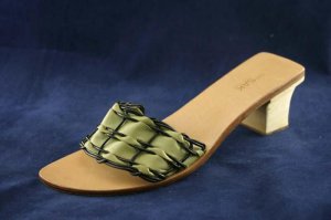 THE SAK WOMENS GREEN & BLK LEATHER SLIDE SANDALS 8 M