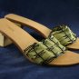 THE SAK WOMENS GREEN & BLK LEATHER SLIDE SANDALS 8 M