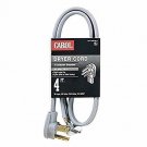 Dryer Cord, 10 AWG, 3-Conductor, 4', Gray Jacket, 250 Volts, 30 Amps, 7500 Watts