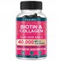 Biotin Collagen Supplement - Hair Growth Support, Skin & Nails - 40000 mcg with Vitamins B