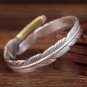 Tang Grass Pattern Feather Bracelet, Men's Trendy, Ancient Silver, Personalized,