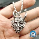 Gothic Devil Skull Grimace Mask Necklaces for Men Fangs Demon Mask Pendant