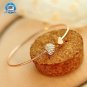 Fashion Adjustable Crystal Double Heart Bow Bilezik Cuff Opening Bracelet