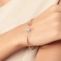 Fashion Adjustable Crystal Double Heart Bow Bilezik Cuff Opening Bracelet