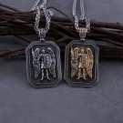 Archangel Michael Cross Shield Prayer Tag Titanium Stainless Steel Pendant Men's Amulet