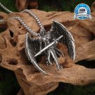 Retro Mythical Sword Archangel Michael Wings Pendant Necklace