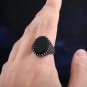 Flower Band Oval Natural Stone Rings For Women Vintage Look Antique