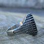 Flower Band Oval Natural Stone Rings For Women Vintage Look Antique