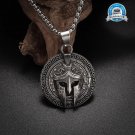 Vintage Ancient Greek Warrior Spartan Shield Pendant Necklace 316L