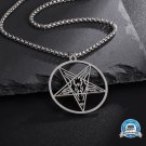 Stainless Steel Inverted Cross Sheep Head Symbol Devil Religious Pendant Necklace