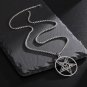 Stainless Steel Inverted Cross Sheep Head Symbol Devil Religious Pendant Necklace
