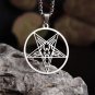 Stainless Steel Inverted Cross Sheep Head Symbol Devil Religious Pendant Necklace