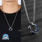 Mens Hip Hop Three Circles Pendent Necklace Keel Chain Retro Punk