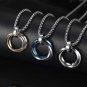 Mens Hip Hop Three Circles Pendent Necklace Keel Chain Retro Punk