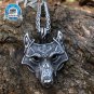 Vikings Wolf Head Necklaces Norse Odin Celtic Wolf Amulet Stainless Steel Animal Pendant