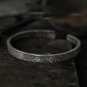 Silver-Plated Lucky Sixpence Pattern Letter Bracelet Men's Cuff Bangles