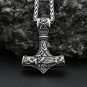 Vintage Classic Vikings Thor Mjolnir Hammer Pendant Necklace Men