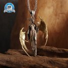 Gothic Green Stone Bull Skull Necklace Pendant Punk Animal Necklace