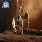 Gothic Green Stone Bull Skull Necklace Pendant Punk Animal Necklace