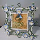 Blue and White Forget-Me-Not Flowers on Metal Picture Photo Frame  #tltm11