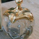 Hand Blown Art Glass Fall Halloween Pumpkin Gold Stem 3" Taiwan MCM  ttltt33