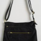 Black Canvas Hobo Shoulder Bag Crossbody Brass Accents ttltt42