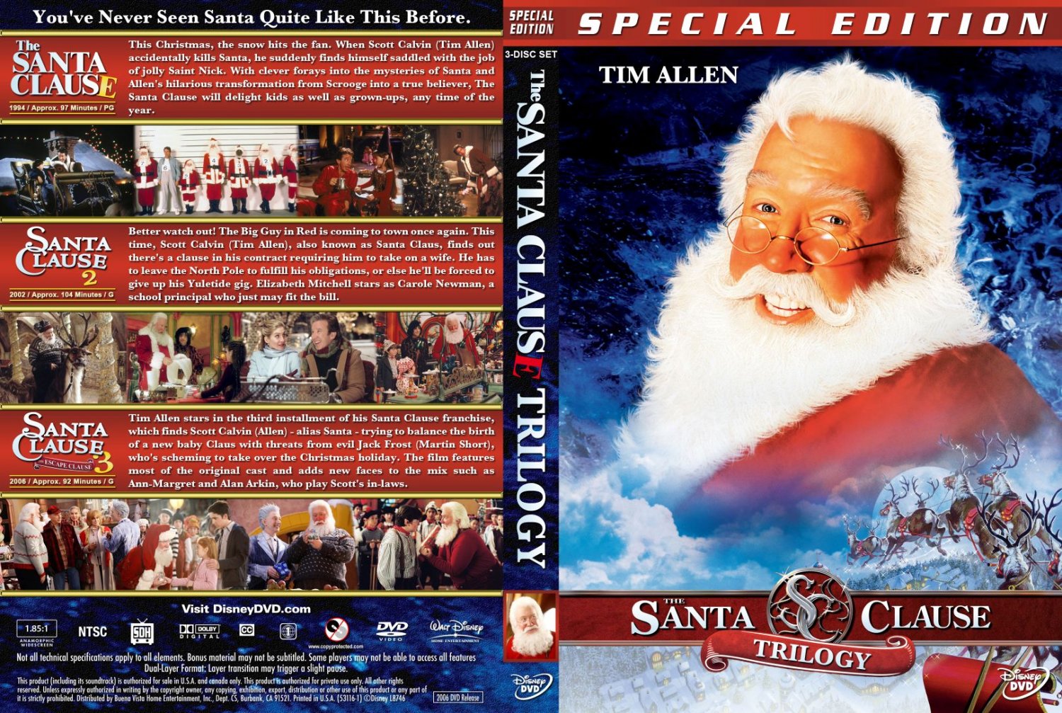 The santa clause 1-3 with bonus features w/dvd case dvd