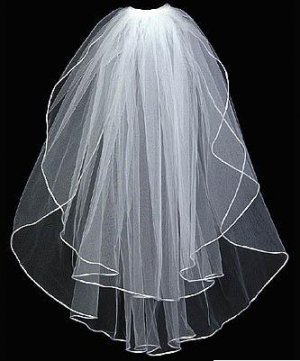 Corded Edge Waist Length  2 Tier Veil