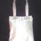 Silk Satin Bridal Purse w/ Pastel Ceramic Flowers & Pearls by Erin Cole