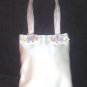 Silk Satin Bridal Purse w/ Pastel Ceramic Flowers & Pearls by Erin Cole
