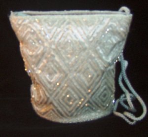 Ice Blue Satin & Bead Evening Bag