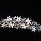 Sparkling Stephanotis Silver Flowers Tiara with Crystals