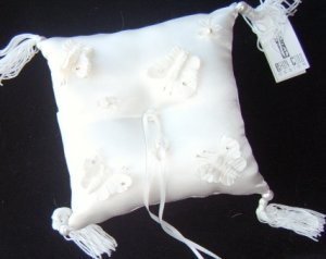 Erin Cole Silk Ringbearer Pillow w/ Butterfly Accents