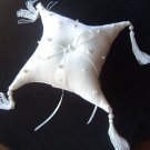 Erin Cole Silk Satin Pillow with handmade Roses and Pearls