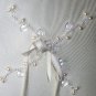 Jennifer Leigh Ivory Silk Satin Pillow with Beaded Center Design in Clear