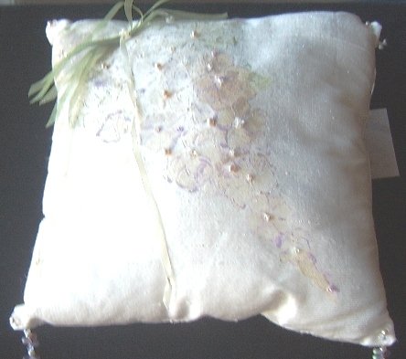 Handpainted Lilac Dupioni Silk Ringbearer Pillow