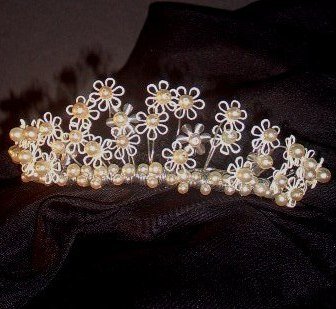 Dainty June Enameled Daisy Bridal Tiara by Debra Moreland for Paris