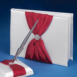 The Splendid Guest Book & Pen w/ brooch Avail in 47 colors of Satin