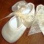 Simply Satin Crib Shoes w/ Organza Bows in White or Ivory